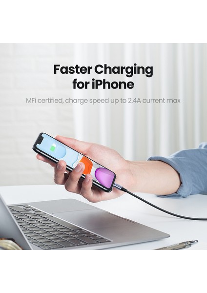 [apple Mfi Sertifikalı]ugreen USB Yıldırım Kablosu Apple Veri Şarj Kablosu iPhone 13 Için, 12 Min 12 Pro Max x Xr 11 8 7 Hızlı Şarj 2.4A USB Veri Kablosu Telefon Şarj Kablosu (Yurt Dışından)