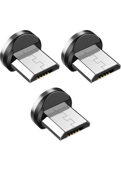 3x Yuvarlak Manyetik Kablo Fişi Telefon Android Mıknatıs Şarj Cihazı Fişi Mikro USB Hızlı Şarj Adaptörü (Yurt Dışından)