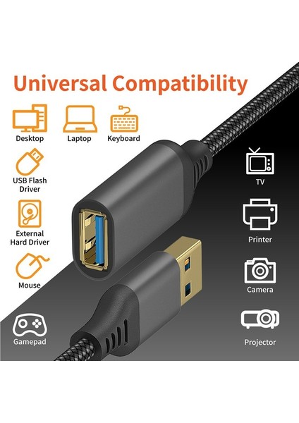 USB 3.0 Erkek-Dişi Yüksek Hızlı Iletim Veri Kablosu Bilgisayar Kamera Yazıcı Uzatma Kablosu 0.5m/1m/2m/3m (Yurt Dışından)