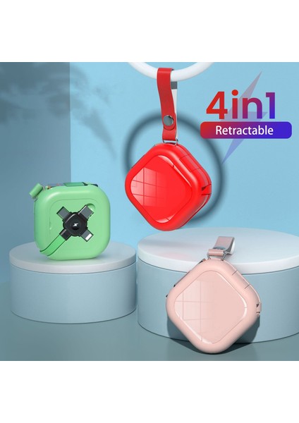 4in1 Geri Çekilebilir USB Tip C Kablo iPhone Için Hızlı Şarj Veri Kablo Kablosu Telefon Standı ile 3in1 Kablo Samsung Huawei Xiaomi Için (Yurt Dışından)