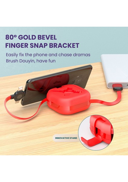 4in1 Geri Çekilebilir USB Tip C Kablo iPhone Için Hızlı Şarj Veri Kablo Kablosu Telefon Standı ile 3in1 Kablo Samsung Huawei Xiaomi Için (Yurt Dışından) fırsatları