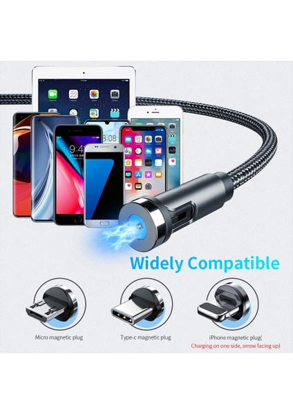 Kaıqısj 540 Döndür Manyetik Kablo Usb-C Manyetik Şarj Cihazı Mikro USB C Tipi Kablo Cep Telefonu Kablosu iPhone Xiaomi Poco Huawei (Yurt Dışından) modelleri