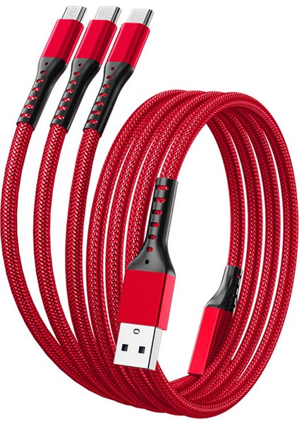 Gu 66W 5A 3 In 1 USB Kablosu Süper Hızlı Şarj Veri Kablosu Android Iphone Tip-C Cihazlarla Uyumlu (Yurt Dışından)