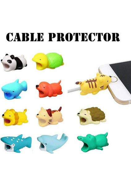USB Kulaklık Şarj Cihazı Şarj Veri Kablosu Koruyucusu Kırılmayı ve Düğümlenmeyi Önlemek Için Sevimli Hayvan Serisi (Yurt Dışından)