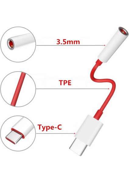 Telefon Ses Tipi C 3.5mm Kulaklık Adaptör Kablosu Konektörü One Plus 7 Usb-C Müzik Dönüştürücü Oneplus 6t 7 Pro Evrensel (Yurt Dışından)