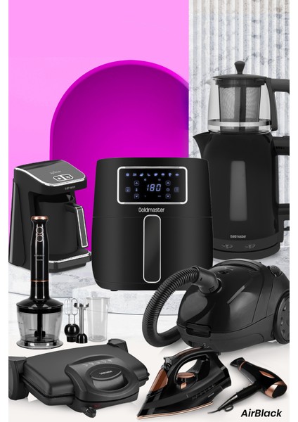 Airblack 36 Parça Airfryer Sıcak Hava Fritöz Avantajlı Elektronik Evlilik Paketi Mutfak Çeyiz Seti