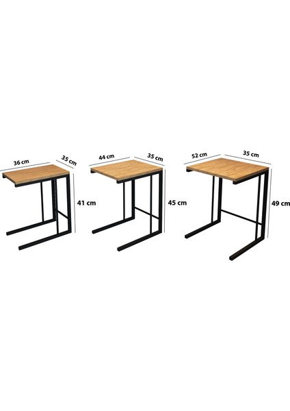 Dikdörtgen Model Metal Ayak 3lü Zigon Sehpa C Zigon Sehpa Orta Sehpa Yan Sehpa C Sehp fırsatları
