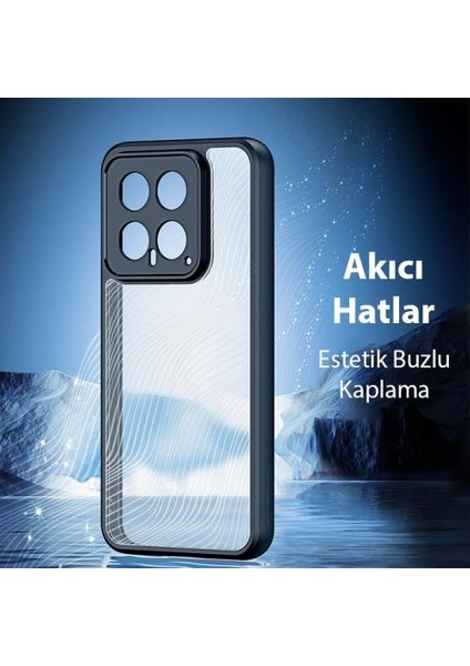 Darbe Emici Solmaz Parmak Izi Bırakmaz Hidrofobik Lens Korumalı Xiaomi 14 Pro Kılıf Buzlu Kılıf