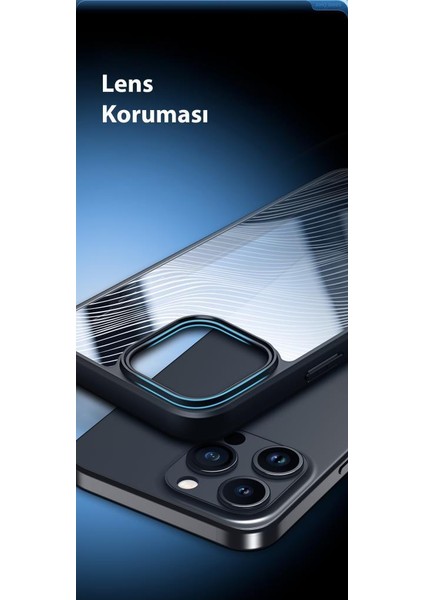 Darbe Emici Solmaz Parmak Izi Bırakmaz Hidrofobik Lens Korumalı Apple iPhone 15 Pro Max Kılıf Buzlu Kılıf