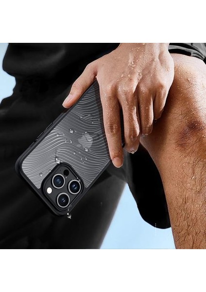 Darbe Emici Solmaz Parmak Izi Bırakmaz Hidrofobik Lens Korumalı Apple iPhone 15 Pro Kılıf Buzlu Kılıf