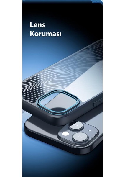 Darbe Emici Solmaz Parmak Izi Bırakmaz Hidrofobik Lens Korumalı Apple iPhone 15 Plus Kılıf Buzlu Kılıf