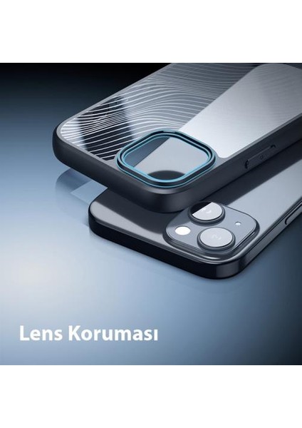 Darbe Emici Solmaz Parmak Izi Bırakmaz Hidrofobik Lens Korumalı Apple iPhone 15 Plus Kılıf Buzlu Kılıf