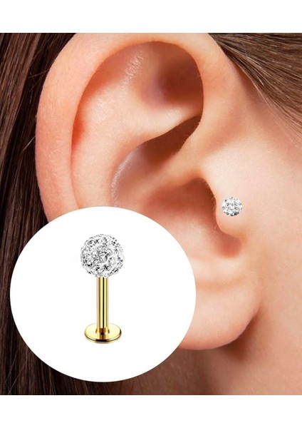 By Dilek Çetin Accessory By Dilek Çetin Acessorry Cerrahi Çelik 8 mm Arkası Düz Taşlı Piercing