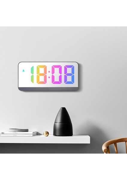 Dijital Çalar Saat Ses Kontrolü Teperature Tarih Erteleme Gece Modu Masa Saati 12/24H Gece Fonksiyonu LED Saat, Beyaz (Yurt Dışından)