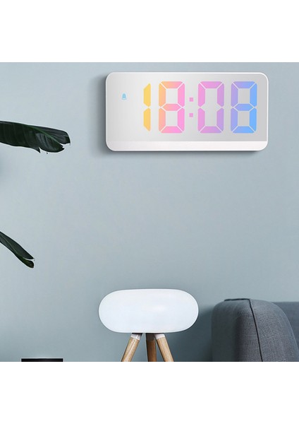 Dijital Çalar Saat Ses Kontrolü Teperature Tarih Erteleme Gece Modu Masa Saati 12/24H Gece Fonksiyonu LED Saat, Beyaz (Yurt Dışından)