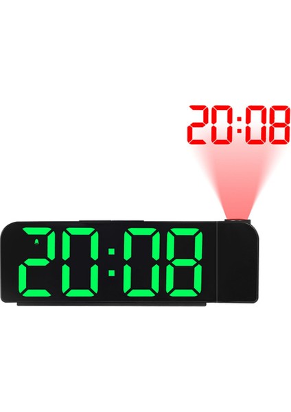 180° Dönüşlü Projeksiyon Çalar Saat 12/24H LED Dijital Saat USB Şarjlı Tavan Projektörü Çalar Saat (Yeşil) (Yurt Dışından)