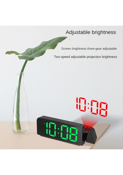 180° Dönüşlü Projeksiyon Çalar Saat 12/24H LED Dijital Saat USB Şarjlı Tavan Projektörü Çalar Saat (Yeşil) (Yurt Dışından)