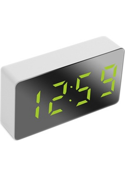 Mini Masa Çalar Saat Dijital Ayna LED Sıcaklık USB Başucu Masa Seyahat Saatleri Yatak Odası Oturma Ev Dekor Için, Yeşil (Yurt Dışından)