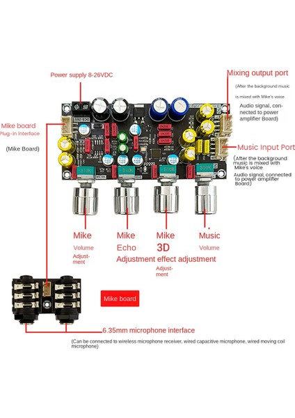 -Amp Fever Karaoke Reverb Board Mikrofon K Şarkı Söyleme Pre-Efector Board Dsp Karıştırma Anti-Whistle (Yurt Dışından)