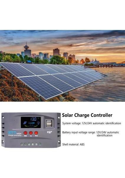 12V 24V Mppt Solar Şarj Kontrol Cihazı Akıllı Ekran Çift USB Voltaj Sabitleyici Kontrol Cihazı Koruması (30A) (Yurt Dışından)