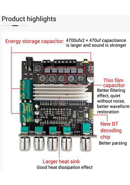 -TB22 TPA3116D2 Bluetooth Subwoofer Amplifikatör Kurulu 2.1 Hıfi Yüksek Güçlü Stereo Amp 2X50W+100W Hoparlör Için Amplificador (Yurt Dışından)