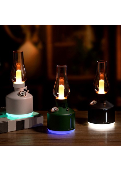Retro Kömür Gaz Lambası Modeli LED Gece Lambası Dilsiz Mist Maker USB Şarj Edilebilir Kablosuz Mini Hava Nemlendirici Araba Ofis Için A (Yurt Dışından)
