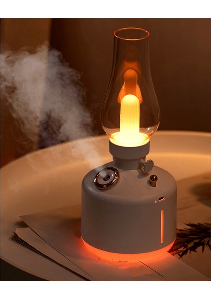 Retro Kömür Gaz Lambası Modeli LED Gece Lambası Dilsiz Mist Maker USB Şarj Edilebilir Kablosuz Mini Hava Nemlendirici Araba Ofis Için A (Yurt Dışından)