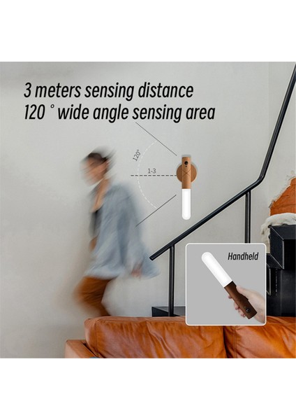 LED Dairesel Ahşap Çubuk Manyetik El Gece Lambası USB Kablosuz Duvar Lambası Ev Yatak Odası Dekorasyon-Beyaz Balmumu Ahşap (Yurt Dışından)