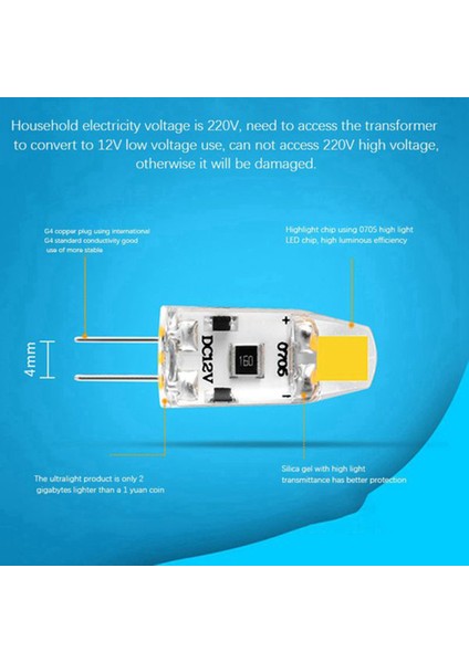 6pcs G4 LED Ampul 12V Dc Kısılabilir Cob LED G4 Ampul 1.5W 360 Işın Açısı 15W Halojen Lambayı Değiştirmek Için (Sıcak Beyaz) (Yurt Dışından)
