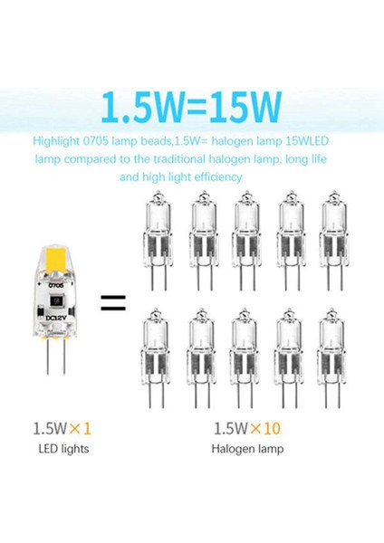 6pcs G4 LED Ampul 12V Dc Kısılabilir Cob LED G4 Ampul 1.5W 360 Işın Açısı 15W Halojen Lambayı Değiştirmek Için (Sıcak Beyaz) (Yurt Dışından)