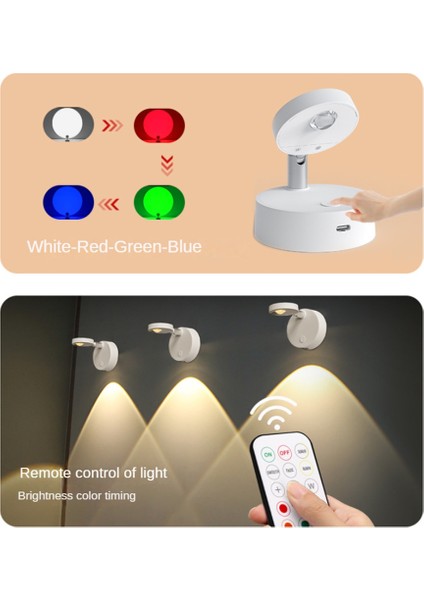 Kablosuz LED Duvar Spot Uzaktan Kumanda Şarj Edilebilir Dolap Spot Rgb Spot Başucu Aplik Yatak Odası Için Lamba (Yurt Dışından)