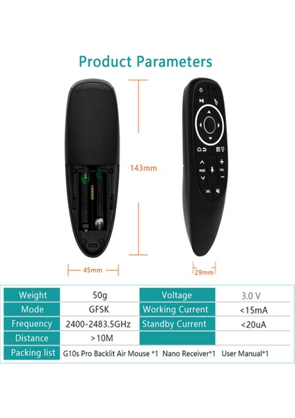 G10S Pro Android Tv Kutusu Için Uzaktan Kumanda Sesli Uzaktan Kumanda 2.4g Kablosuz Fare Jiroskop Ir Uzaktan LED Arka Işık (Yurt Dışından)