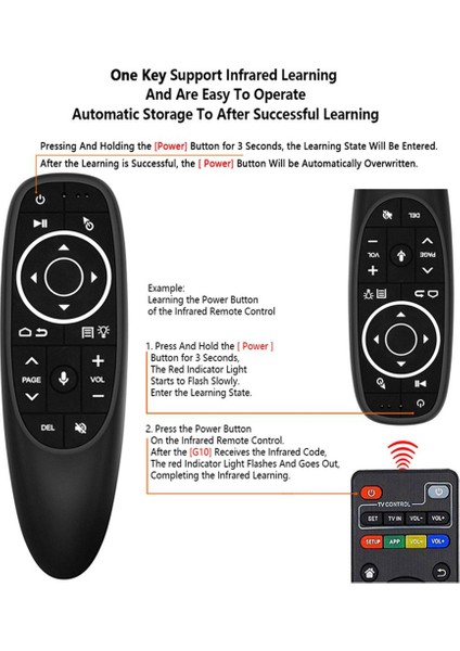G10S Pro Android Tv Kutusu Için Uzaktan Kumanda Sesli Uzaktan Kumanda 2.4g Kablosuz Fare Jiroskop Ir Uzaktan LED Arka Işık (Yurt Dışından)