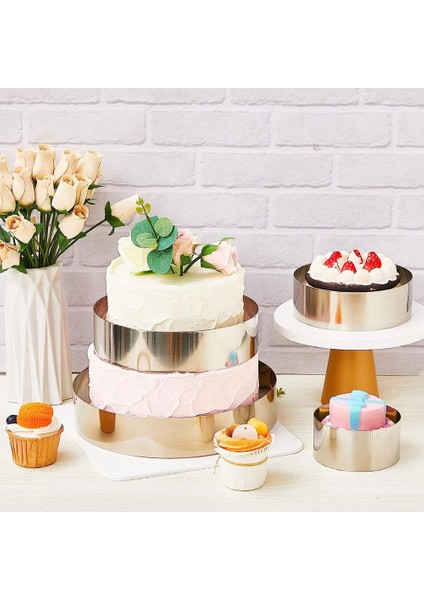 Yuvarlak Kek Yüzük Seti 4/6/8/10 Inç Bisküvi Kesici Daire Çerez Kesiciler Kek Kalıbı Paslanmaz Çelik Pasta Yüzük Pişirme Için (Yurt Dışından) modelleri