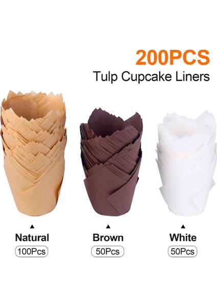 200 Adet Lale Cupcake Gömlekleri Yükseltme Parşömen Kağıdı Muffin Gömlekleri Parti Düğün Doğum Günü Için Kek Pişirme Için (Yurt Dışından) modelleri