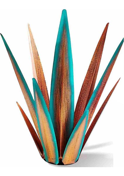Rustik Heykel, Açık Veranda Yard Için Rustik Metal Agave Bitkiler, Ev Dekorasyonu El Boyalı 27CM (Yurt Dışından)
