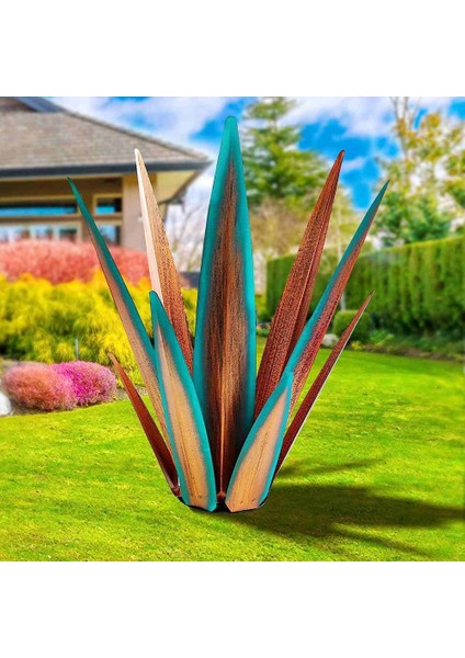 Rustik Heykel, Açık Veranda Yard Için Rustik Metal Agave Bitkiler, Ev Dekorasyonu El Boyalı 27CM (Yurt Dışından)
