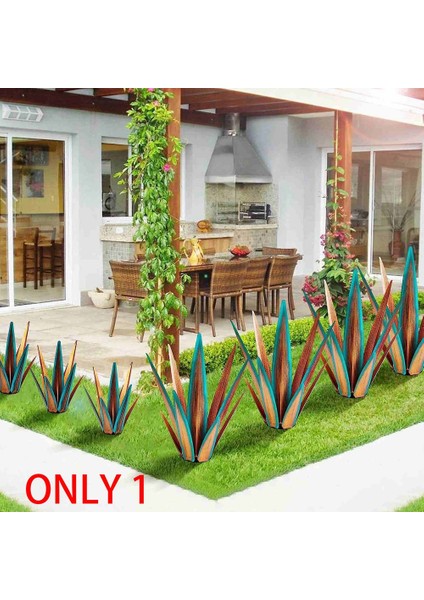 Rustik Heykel, Açık Veranda Yard Için Rustik Metal Agave Bitkiler, Ev Dekorasyonu El Boyalı 27CM (Yurt Dışından)