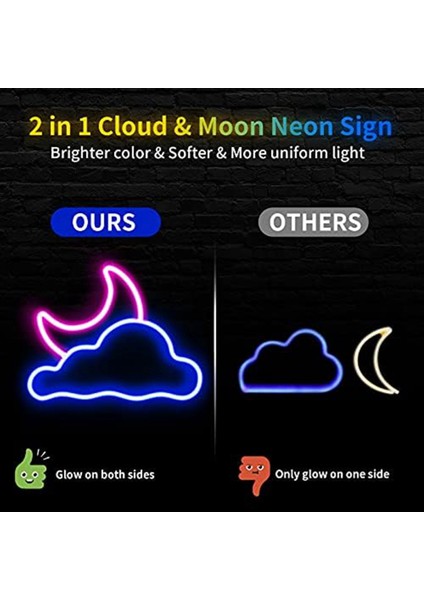 Bulut ve Ay Neon Burcu Duvar Dekor Için USB Powered LED Neon Tabelalar Yatak Odası Düğün Parti Dekorasyon Doğum Günü Hediyesi Için (Yurt Dışından) modelleri