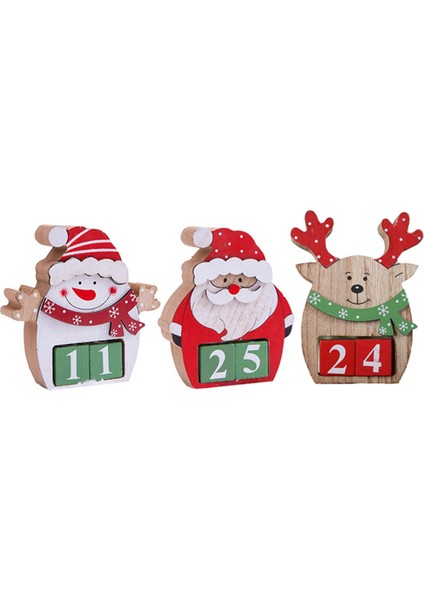3 Adet Sürekli Takvim Küp Noel Geri Sayım Bloğu Masaüstü - Dekor Masa Süsü Süsleme Süslemeleri Masa Takvimi (Yurt Dışından)