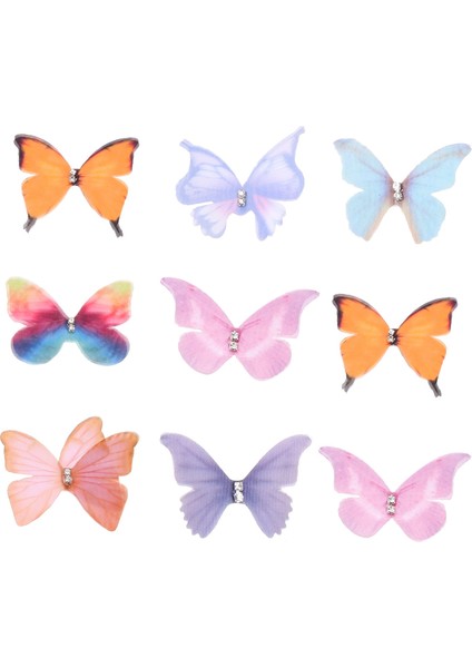 50 Adet Degrade Renk Organze Kumaş Kelebek Aplikler 38MM Yarı Saydam Şifon Kelebek Parti Dekoru Için, Bebek Süsleme (Yurt Dışından)