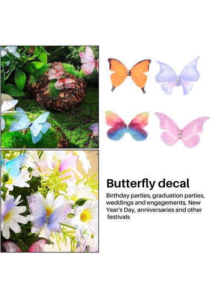 50 Adet Degrade Renk Organze Kumaş Kelebek Aplikler 38MM Yarı Saydam Şifon Kelebek Parti Dekoru Için, Bebek Süsleme (Yurt Dışından) fiyatları