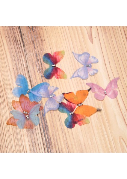 50 Adet Degrade Renk Organze Kumaş Kelebek Aplikler 38MM Yarı Saydam Şifon Kelebek Parti Dekoru Için, Bebek Süsleme (Yurt Dışından) fırsatları