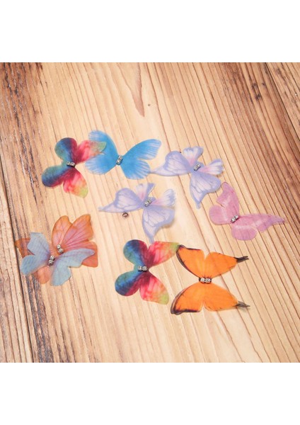 50 Adet Degrade Renk Organze Kumaş Kelebek Aplikler 38MM Yarı Saydam Şifon Kelebek Parti Dekoru Için, Bebek Süsleme (Yurt Dışından) indirimleri