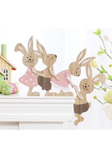 Ahşap Tahterevalli Tavşan Zanaat Masaüstü Süs Ev Dekor Bunny Kapı Çerçevesi Kolye Ev Ürünleri Noel Paskalya Için (Yurt Dışından) fiyatları