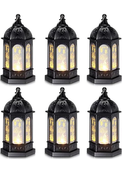 6pcs Mini Ramazan Mum Mübarek Fener LED Eid Mubarak Fener Ay Yıldız Işıkları Centerpiece Dekor (Yurt Dışından)