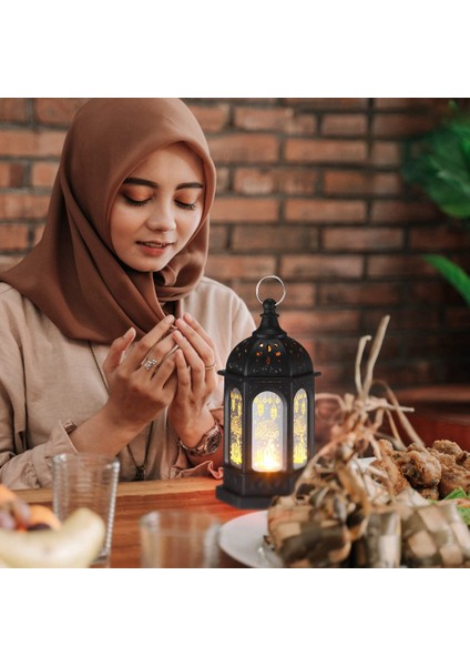 6pcs Mini Ramazan Mum Mübarek Fener LED Eid Mubarak Fener Ay Yıldız Işıkları Centerpiece Dekor (Yurt Dışından)