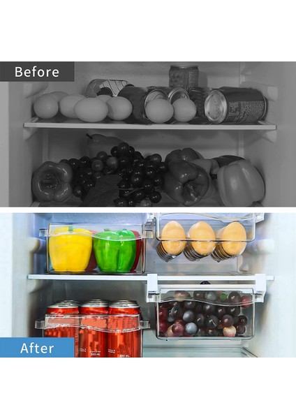 2 Paket Buzdolabı Organizatörü, Dışarı Çekilebilen Buzdolabı Çekmecesi Organizatörü, Buzdolabı Saklama Kutusu, Şeffaf Konteyner Yiyecek Içecekleri Yumurta Meyve. (Yurt Dışından) indirimleri