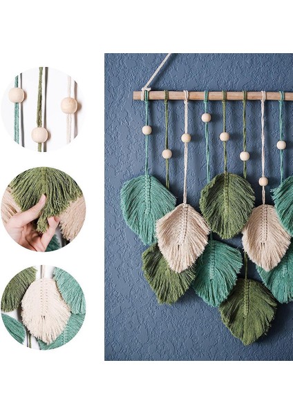 Tüy Duvar Asılı Boho Duvar Dekoru, El Yapımı Iplik Dokuma Duvar Sanatı Yaprak Goblen Kreş Yatak Odası Oturma Odası Için (Yurt Dışından) fiyatları