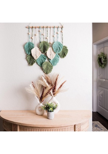 Tüy Duvar Asılı Boho Duvar Dekoru, El Yapımı Iplik Dokuma Duvar Sanatı Yaprak Goblen Kreş Yatak Odası Oturma Odası Için (Yurt Dışından) modelleri